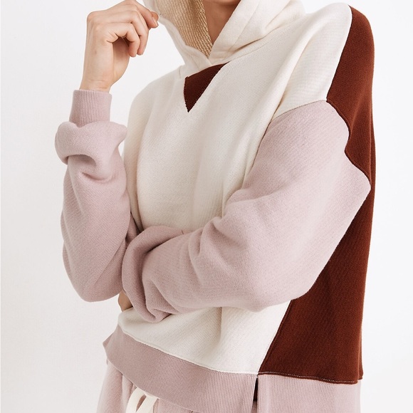 Madewell MWL Airyterry Hoodie Sweatshirt in Colorblock - Picture 2 of 9